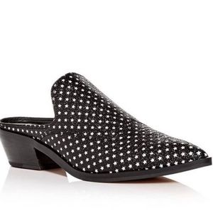 Rebecca Minkoff Karynah Black Star Printed Glitter Slide on Mule size 8.5